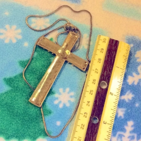 Crystal cross necklace 3” long rainbow sparkly bling colorful - Picture 3 of 3